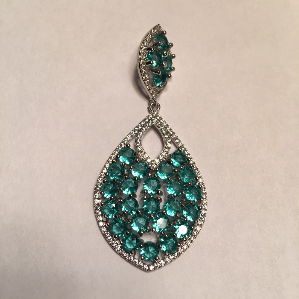 Beautiful New Blue Topaz Pave Pendant